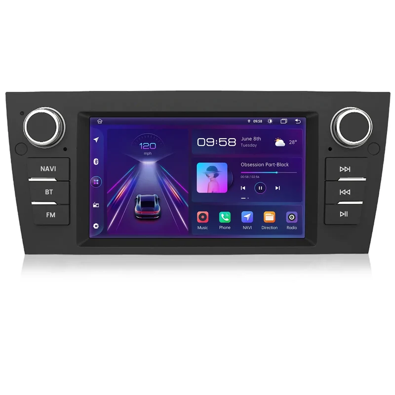 AWESAFE Android Radio Coche 7'' 2GB+32GB para BMW Serie 3 E90/E91/E92/E93, Autoradio con Carplay/Android Auto/Bluetooth/GPS/FM, Apoya Mandos Volante