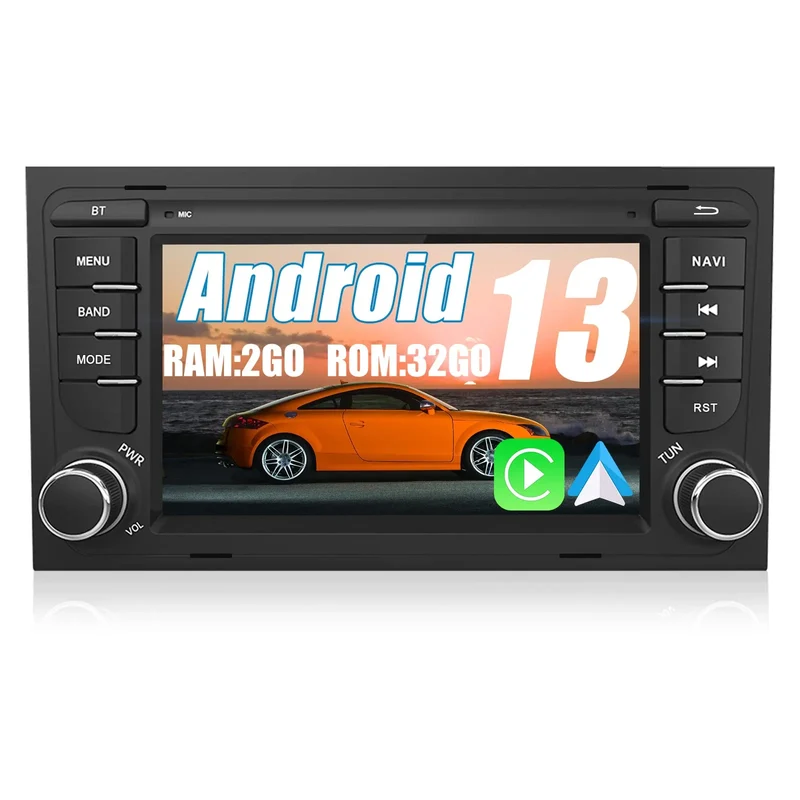 AWESAFE Android 13 Autoradiopour Audi A4/S4/RS4(2000-2012)[2Go+32Go] avec Carplay sans Fil Android Auto 7 Pouces Écran Tactile GPS Bluetooth WiFi RDS FM Radio