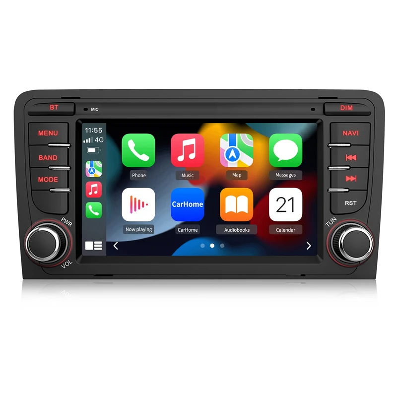 AWESAFE Android Autoradio per Audi A3 S3 RS3 8P 2006-2012 7 Pollici (2G+32GB) Car Stereo Radio con Funzione SD USB Bluetooth Carplay Android Auto Controllo del volante (Senza Lettore CD)