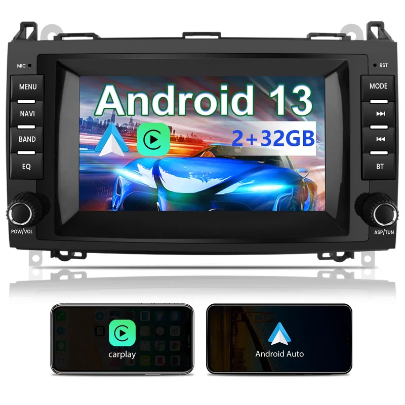 AWESAFE Autoradio Android 13 per Mercedes Benz Vito Viano/Sprinter W639 W245/Classe B/Classe A W169, Touchscreen da 7 pollici (2+32GB) con Carplay & Android Auto Navigazione GPS Bluetooth WiFi FM RDS