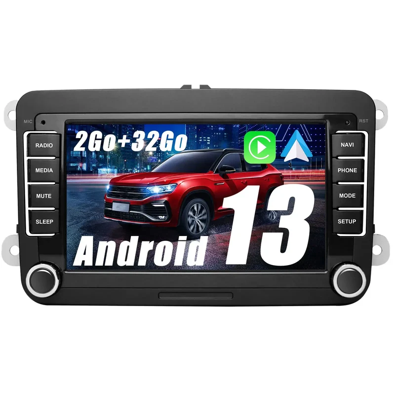 AWESAFE Autoradio Android 13 pour Golf 5 6 VW Passat Polo Seat Skoda, 7 “ HD écran Tactile, intégré Bluetooth Carplay&Android Auto RDS,GPS,WiFi[1Go+32Go]