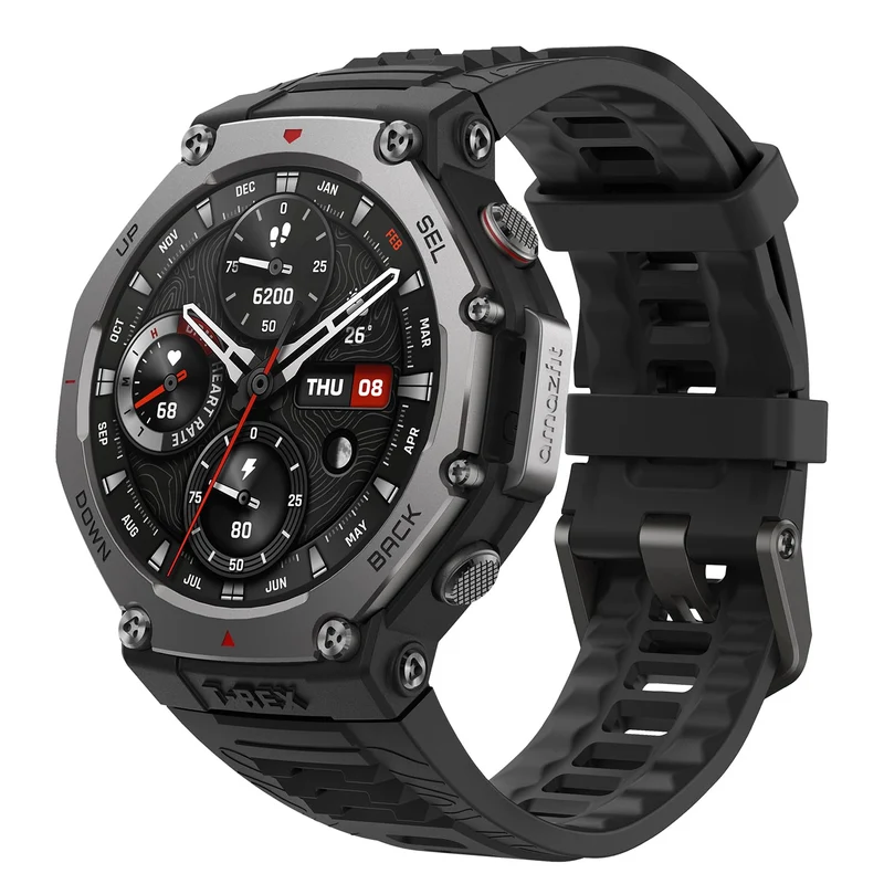 Amazfit T-Rex 3 Outdoor Rugged Military 48mm Smart Watch, Built in GPS, 27 Days Battery Life, Offline Maps, 2000 Nits Brightness, 10 ATM Water Resistance, AI Coach, for iOS & Android (Gray)