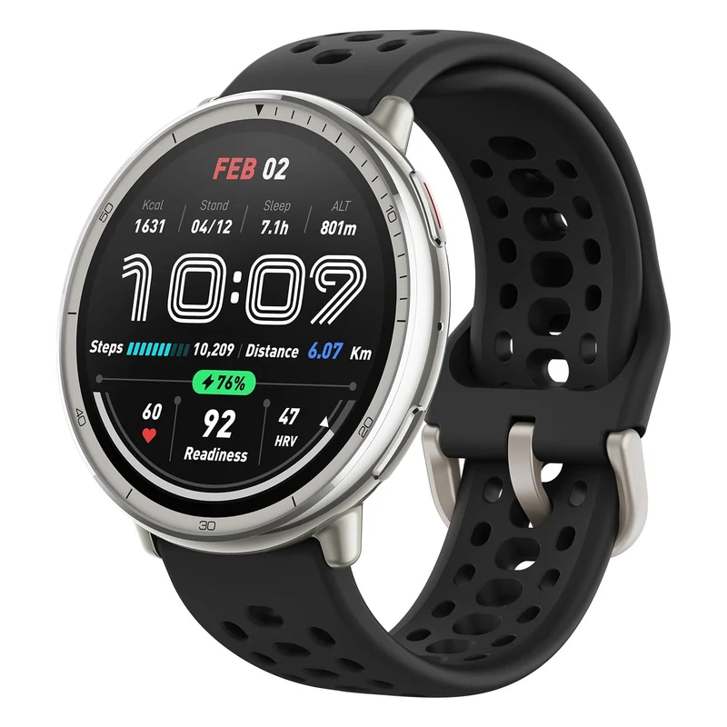 Amazfit Active 2 44mm AMOLED Smart Watch, Built in GPS, 10day Battery, 5ATM Water Resistant, for iOS & Android, Accurate Readings, 2000 Nits Bright, 160+ Sports Mode, Sleep Monitor, Black Silicone (BRAND NEW/SEALED)