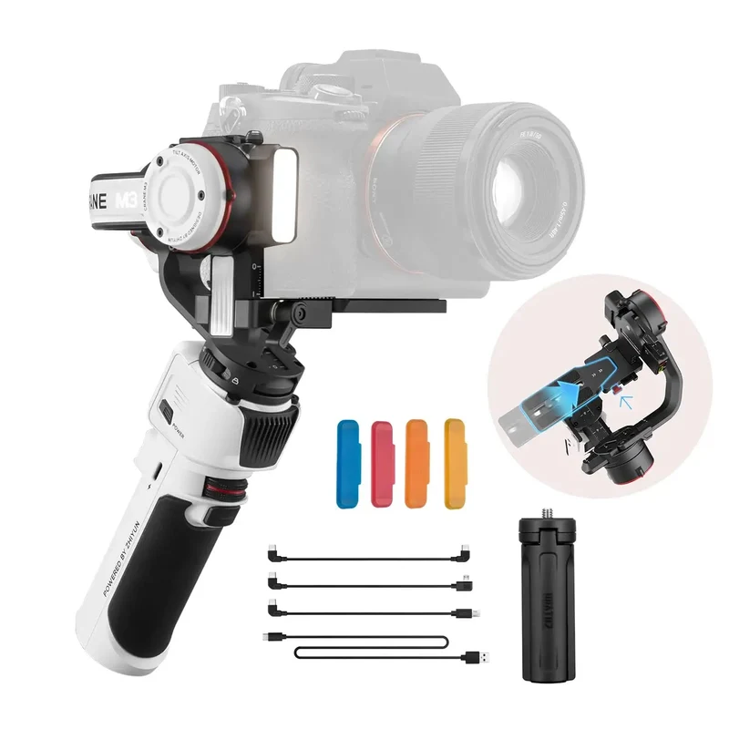 zhiyun Crane M3 Gimbal 3-Axis Handheld Stabilizer - All in One Design for Mirrorless Cameras, Smartphone, Action Cameras
