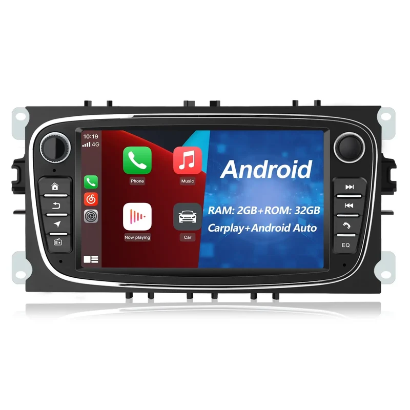 AWESAFE Android 13 Autoradio für Ford Focus Mondeo S-Max C-Max Galaxy, mit Navi Carplay Android Auto unterstützt Lenkrad Bedienung Bluetooth Mirrorlink FM RDS - Schwarz