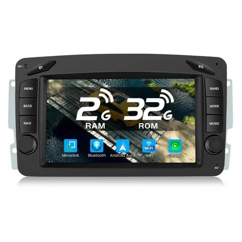 AWESAFE Autoradio Android 13 7 Zoll Touchscreen für Mercedes Benz C-Class W203 CLK W209, 2G+32G, Navigation Carplay Android Auto Bluetooth MirrorLink WiFi Unterstützung