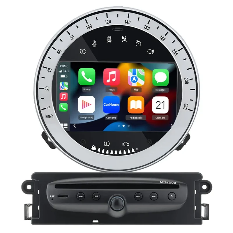 AWESAFE Android 13 Autoradio für BMW Mini Radio mit Navi, unterstützt DAB+ WiFi WLAN CD DVD Bluetooth Carplay Mirrorlink Lenkradsteuerung