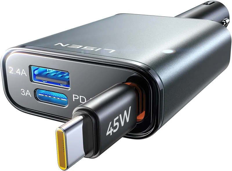 LISEN Einziehbares Kfz-Ladegerät USB C