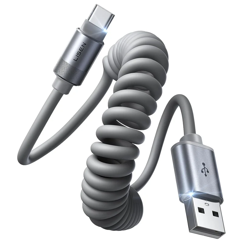 LISEN Aufgerolltes USB-C Kabel 2er-Pack