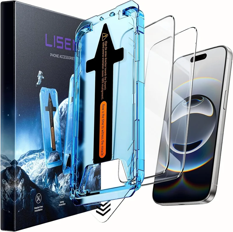LISEN 2er-Pack Displayschutzfolie für iPhone 16/15 und iPhone 14 Pro