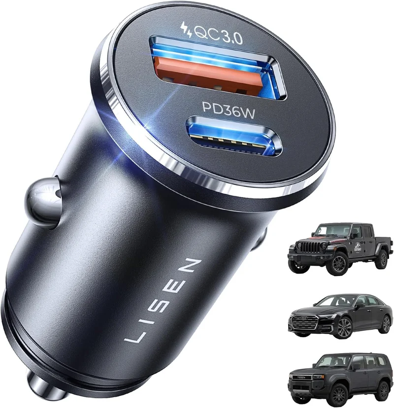 LISEN 69W Mini Zigarettenanzünder-Adapter KFZ Ladegerät USB C