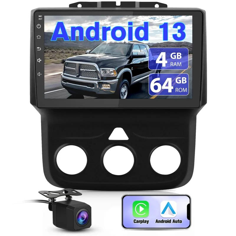 AWESAFE Android Car Radio Stereo Qualcomm Chip with Wireless CarPlay & Android Auto for Dodge RAM 2013-2018