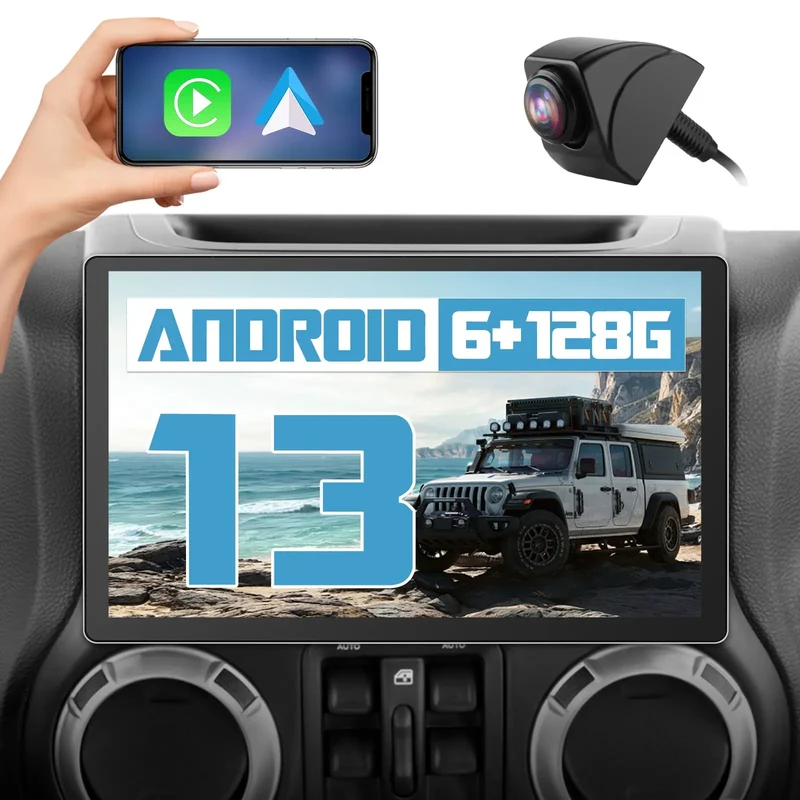 AWESAFE 13 Car Stereo with Wireless CarPlay & Android Auto for Jeep Wrangler Unlimited Compa 2005-2018