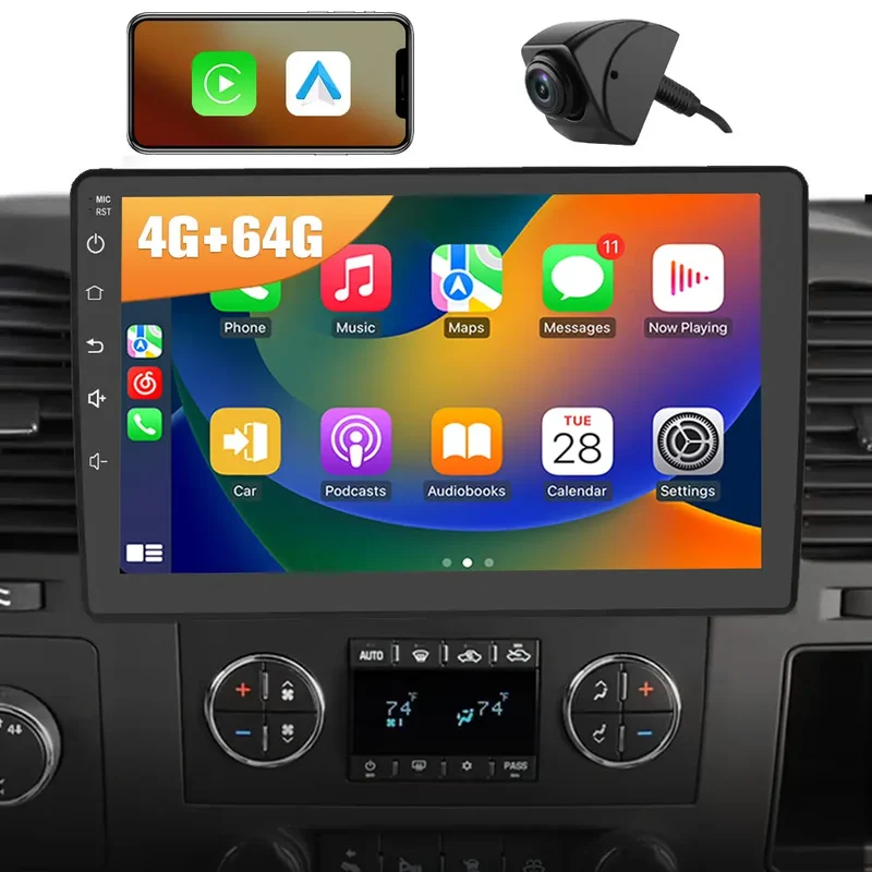 AWESAFE Android 13 Car Radio Stereo with Wireless CarPlay & Android Auto for GMC Chevy Silverado 2007-2013
