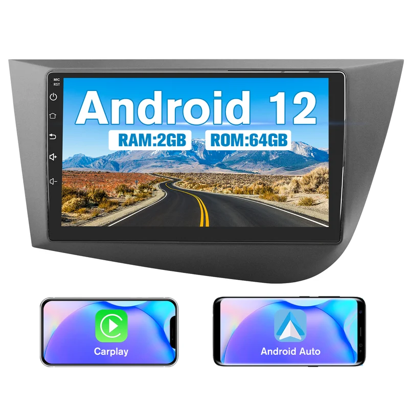AWESAFE Android Car Stereo Para Seat Leon MK2 2005-2012 Actualización de Radio de Pantalla táctil con Carplay inalámbrico Android Auto, Soporte Bluetooth WiFi navegación GPS