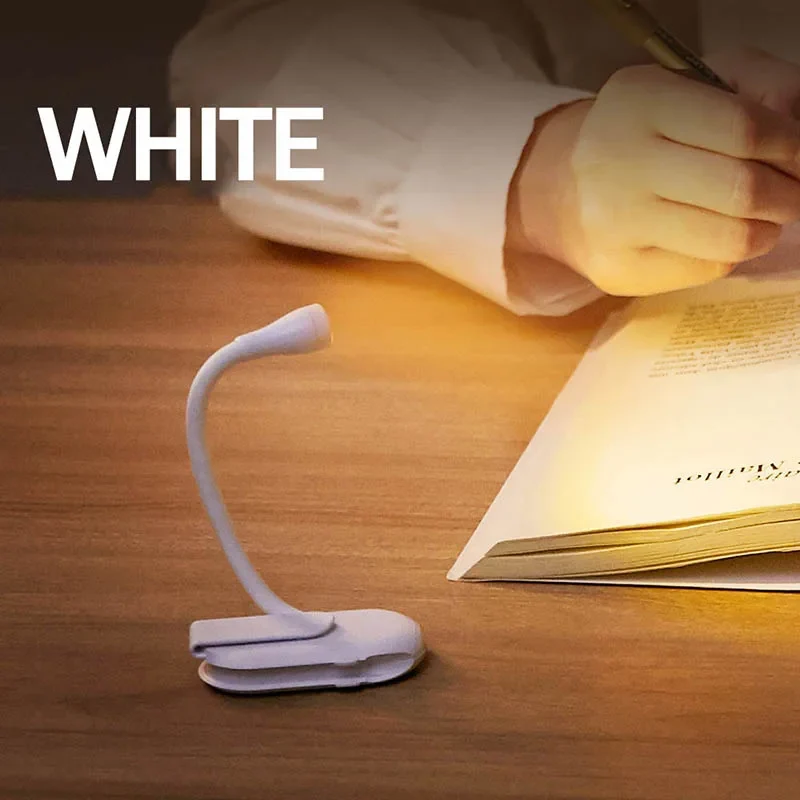 1-2Pcs Portable LED Book Lights USB Rechargeable Eye Protection Night Light Mini 360°Clip-On Desk Reading Lamp Travel Bedroom