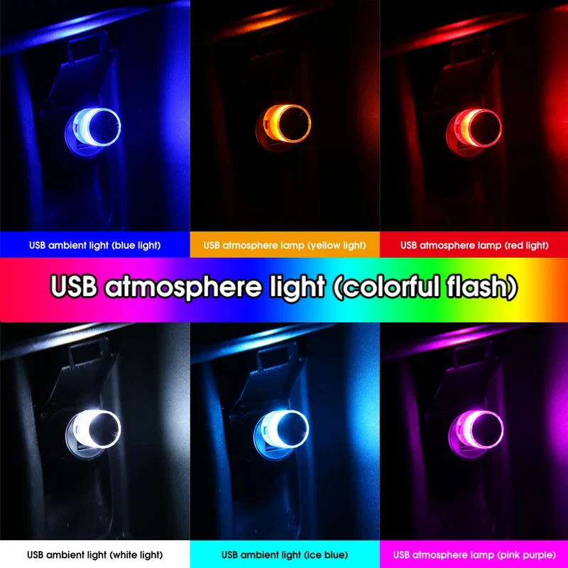 Mini USB LED Car Light Ambient Night Light Decorative Neon Lamp Auto Interior Atmosphere Emergency PC Mobile Power Charging