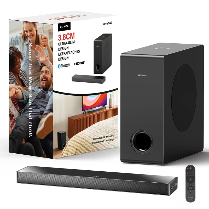 ULTIMEA 160W 2.1 Sound Bars for Smart TV with Subwoofer,Deep Bass PC Soundbar for Game,Home Theater Bluetooth Soundbar Speakers