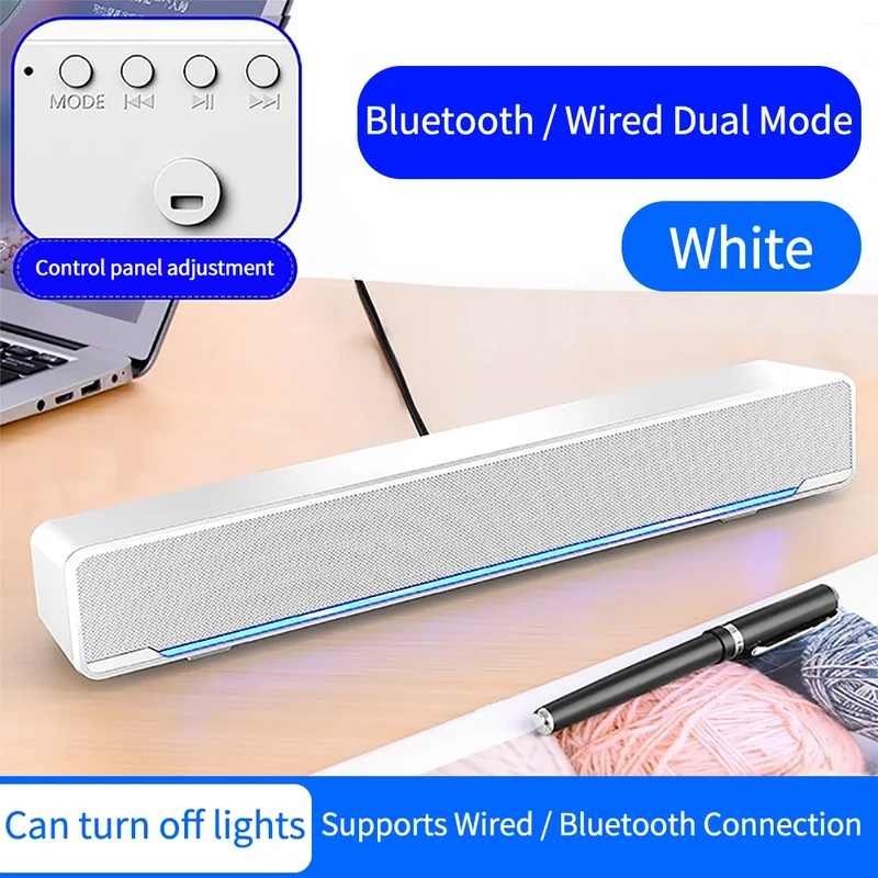 V-196 USB Wired Computer Speaker Bar Stereo Subwoofer Colorful Atmosphere Light Powerful Music Player Bass Surround Sound Box