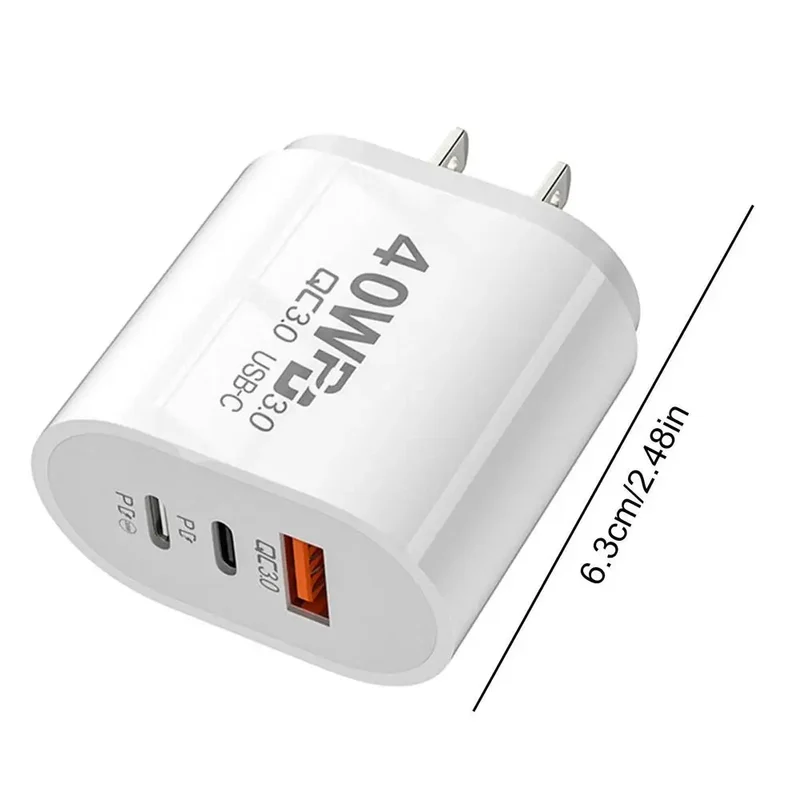 40W USB C Charger Quick Charge 3.0 USB Wall Charger PD Type C Phone Charger Power Adapter For iPhone 14 Xiaomi13 HuaweiSamsung