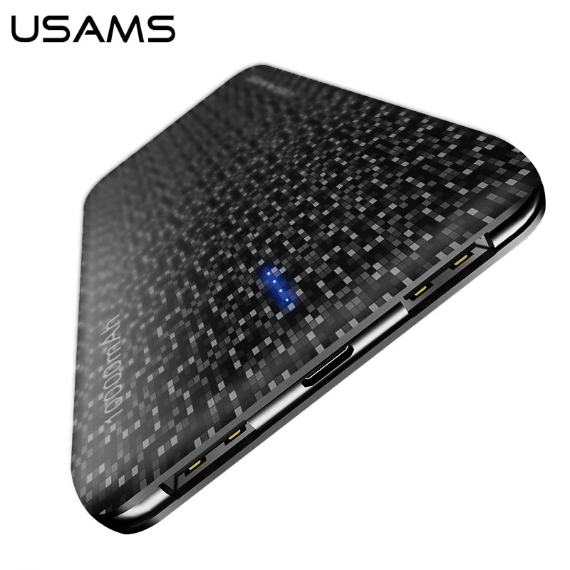 USAMS Power Bank 15mm Ultra Slim 10000mAh Powerbank Mobile Phone 2.1A Output 10000mah Universal Phone External Battery