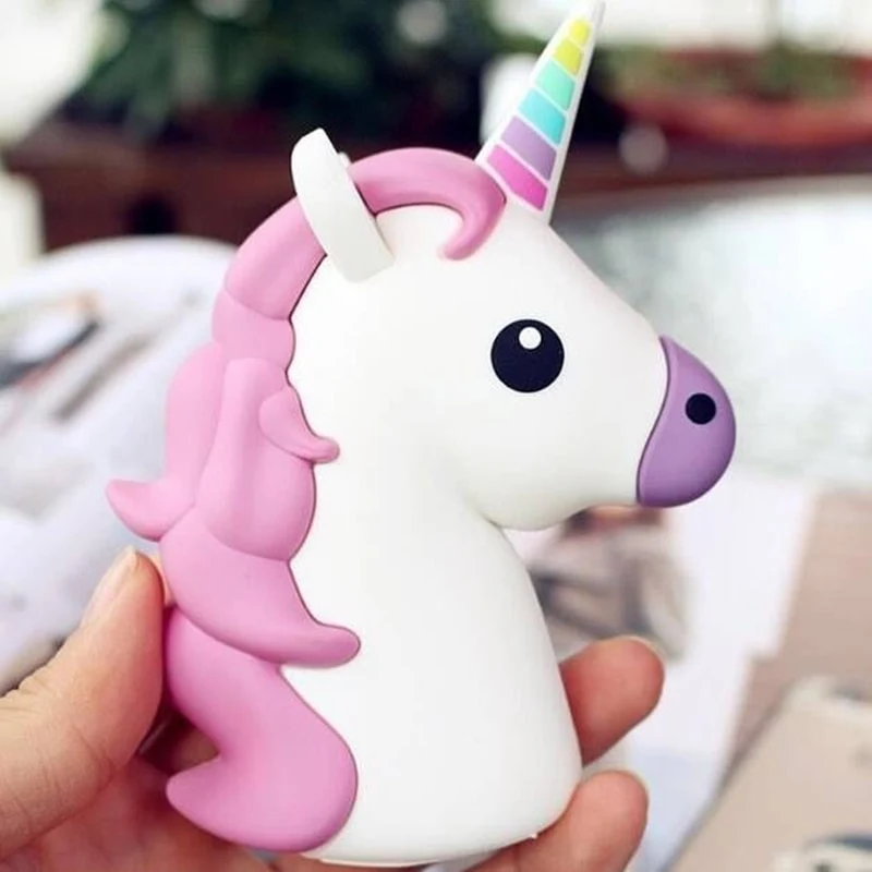 Portable Battery Charger 8000 mah Funny Cute Emoji Unicorn Power Bank 18650 Charge Cartoon Powerbank