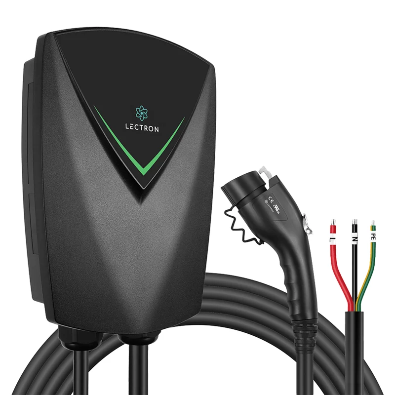 Lectron NEXUS Level 2 J1772 EV Charging Station | 240V | 48 Amp | Hardwired | 23ft Cable & Wall Mount J-Hook & Plug Holder
