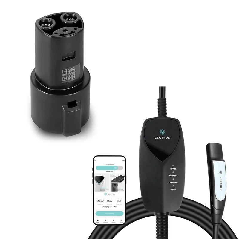 Lectron J1772 to Tesla (NACS) Adapter + Level 1 Tesla (NACS) Portable Charger (NEMA 5-15 WiFi Version) Bundle