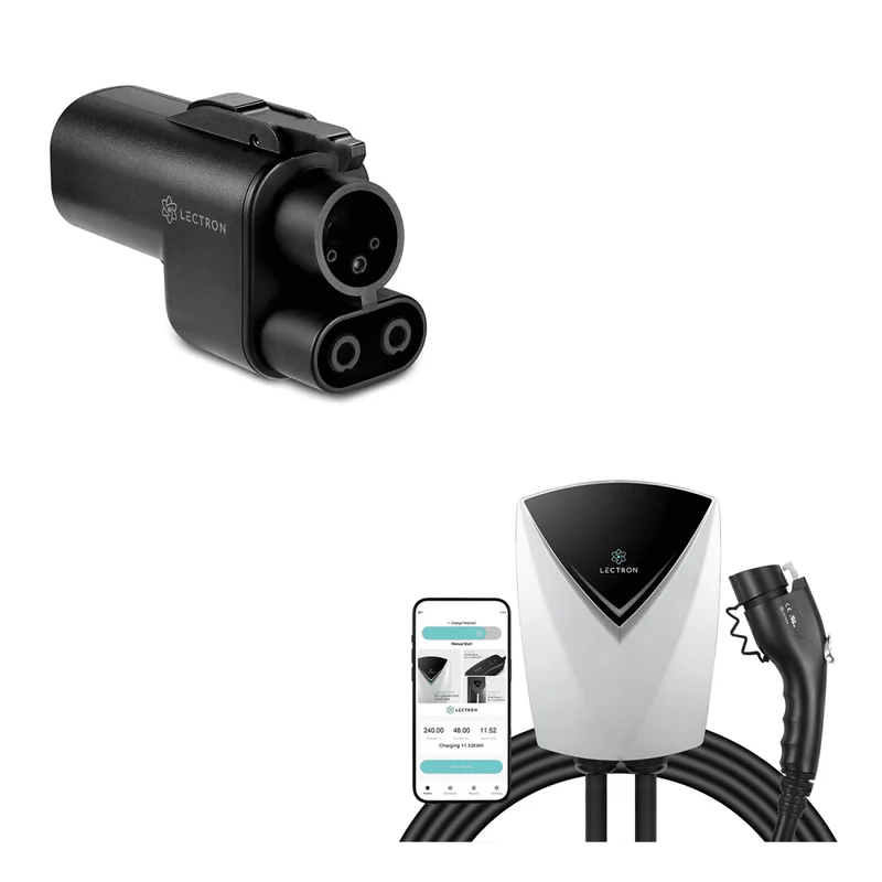 Lectron Vortex Plus Tesla (NACS) to CCS Adapter with Interlock + V-BOX Pro Level 2 J1772 Charging Station (NEMA 14-50 / Hardwired WiFi Version) Bundle