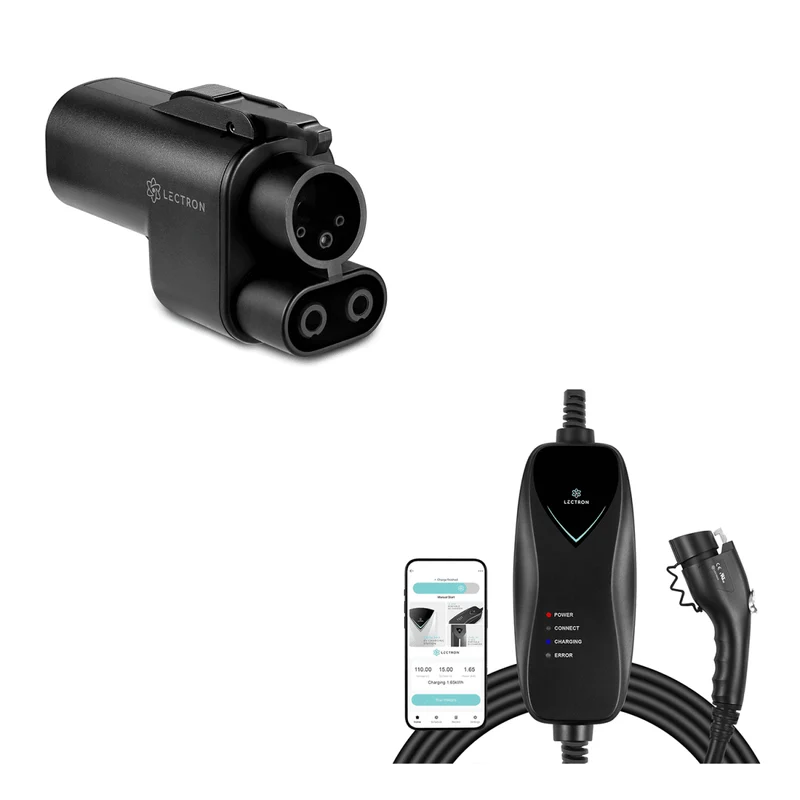 Lectron Vortex Plus Tesla (NACS) to CCS Adapter with Interlock + Level 1 J1772 Portable Charger (NEMA 5-15 WiFi Version) Bundle