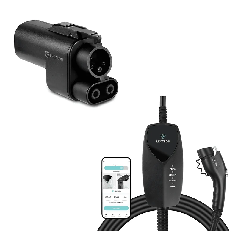 Lectron Vortex Plus Tesla (NACS) to CCS Adapter with Interlock + Level 1 J1772 Portable Charger (NEMA 5-15 WiFi Version) Bundle