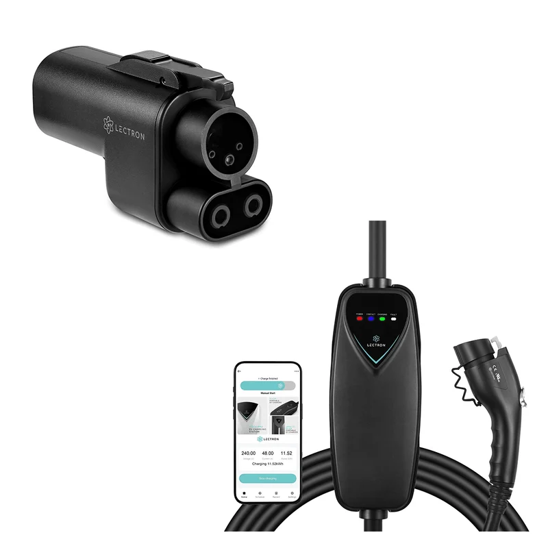 Lectron Vortex Plus Tesla (NACS) to CCS Adapter with Interlock + Level 2 J1772 Portable Charger (NEMA 14-50 WiFi Version) Bundle