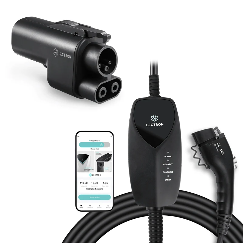 Lectron Vortex Plug Tesla (NACS) to CCS Adapter + Level 1 J1772 Portable Charger (NEMA 5-15 WiFi Version) Bundle