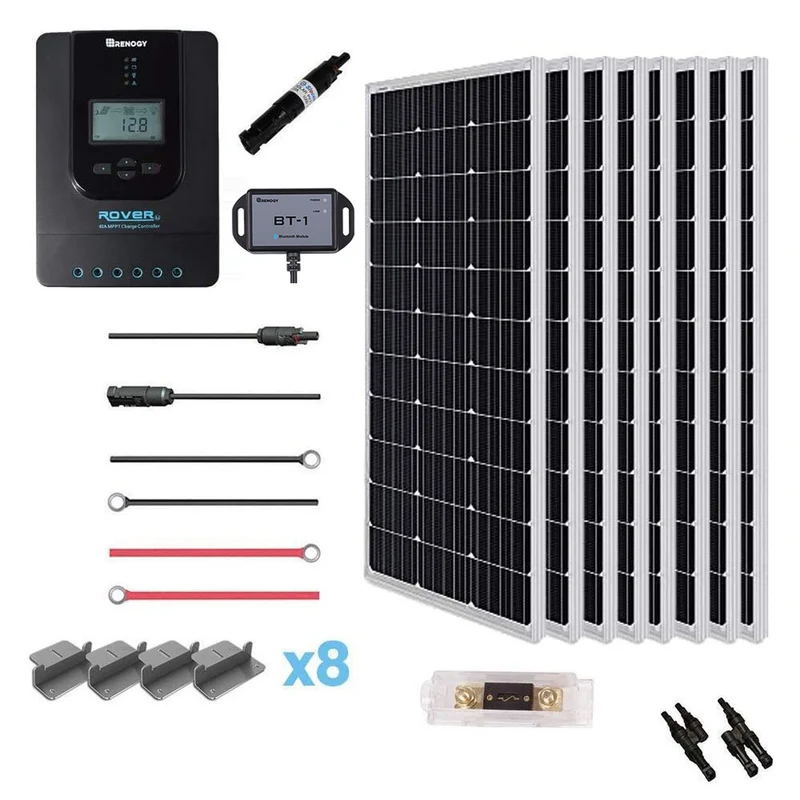 New Renogy 800W 24V Monocrystalline Premium Solar Power Kit w/ Rover 40A