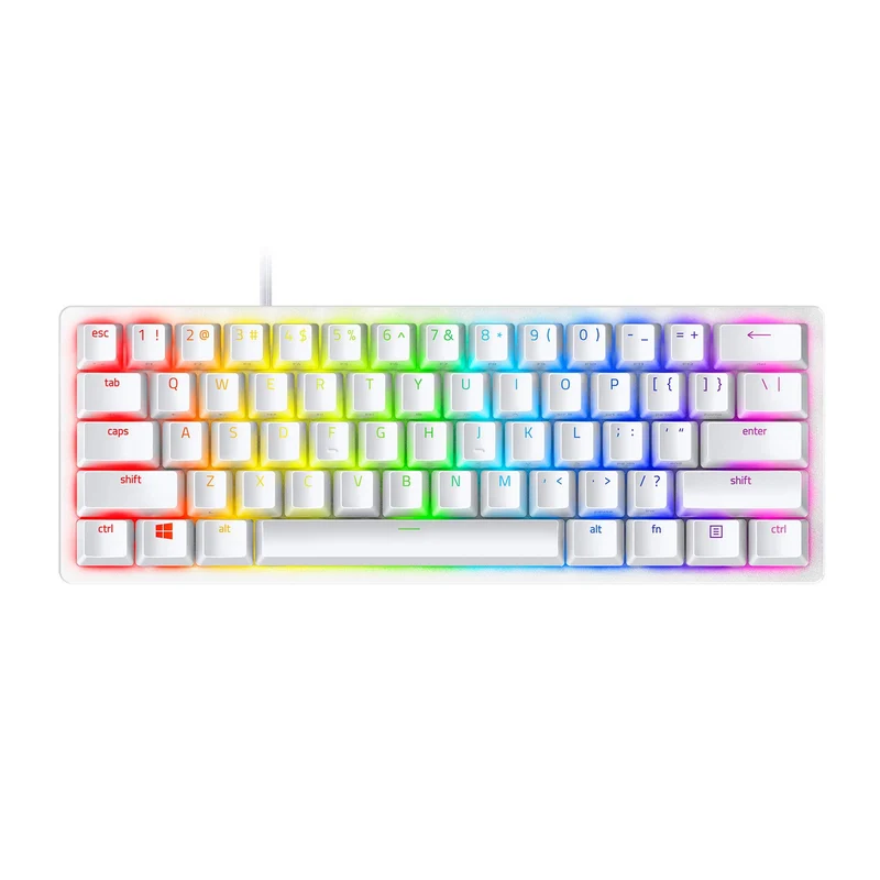 Razer Huntsman Mini - Mercury Edition - 60% Optical Gaming Keyboard (Linear Red Switch, White) I RGB Customizable backlighting - RZ03-03390400-R3M1