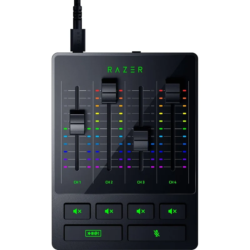 Razer Audio Mixer All-in-One Analog Mixer for Broadcasting & Streaming: 4-Channel Interface & Mute Buttons - XLR Input w/Preamp - Plug & Play - Chroma RGB - RZ19-03860100-R3M1