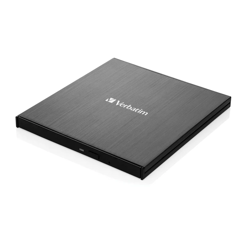Verbatim 43888 Ultra HD 4K External Slimline Blu-ray Writer USB 3.2 GEN 1 with USB-C TM Cable (Black, Top, Laptop, PC, Blu-ray DVD Combo, ATA III Series, BD-R, BD-R DL, CD, DVD)