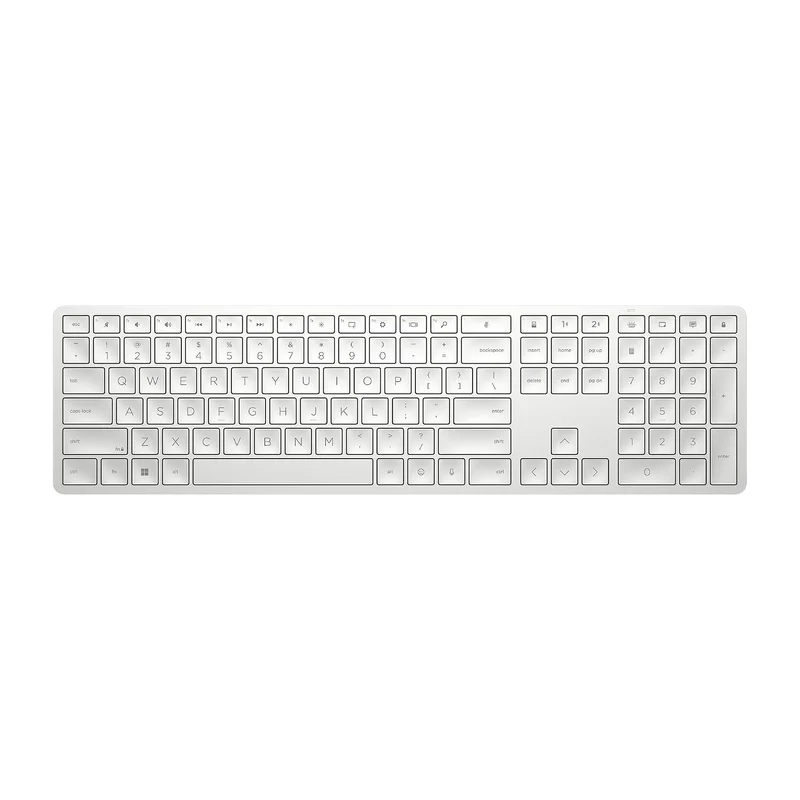 HP 970 Creator Keyboard, Wireless and Multi-Device with 20 programmable Shortcut Keys, Backlit with sensors, up to 6 Month Battery, AES encrypted, 1yr Warranty, 0.67 kg, Silver