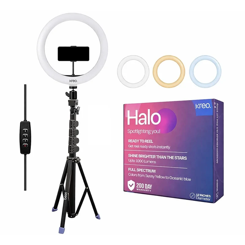 Kreo Ring Light 12" for Video Shooting Professional Studio Light with Stand, Ringlight kit for YouTube Instagram with Accessories (12" RL W/Tripod)