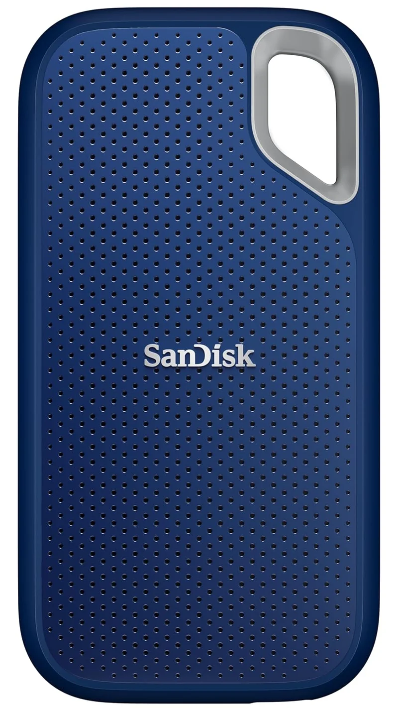 SANDISK Extreme 1TB Portable External SSD, 1050MB/s R, 1000MB/s W, 3m Drop Protection, IP65 Water/dust Resistant, PC,MAC & TypeC Smartphone Compatible, 5Y Warranty, Royal Blue Color